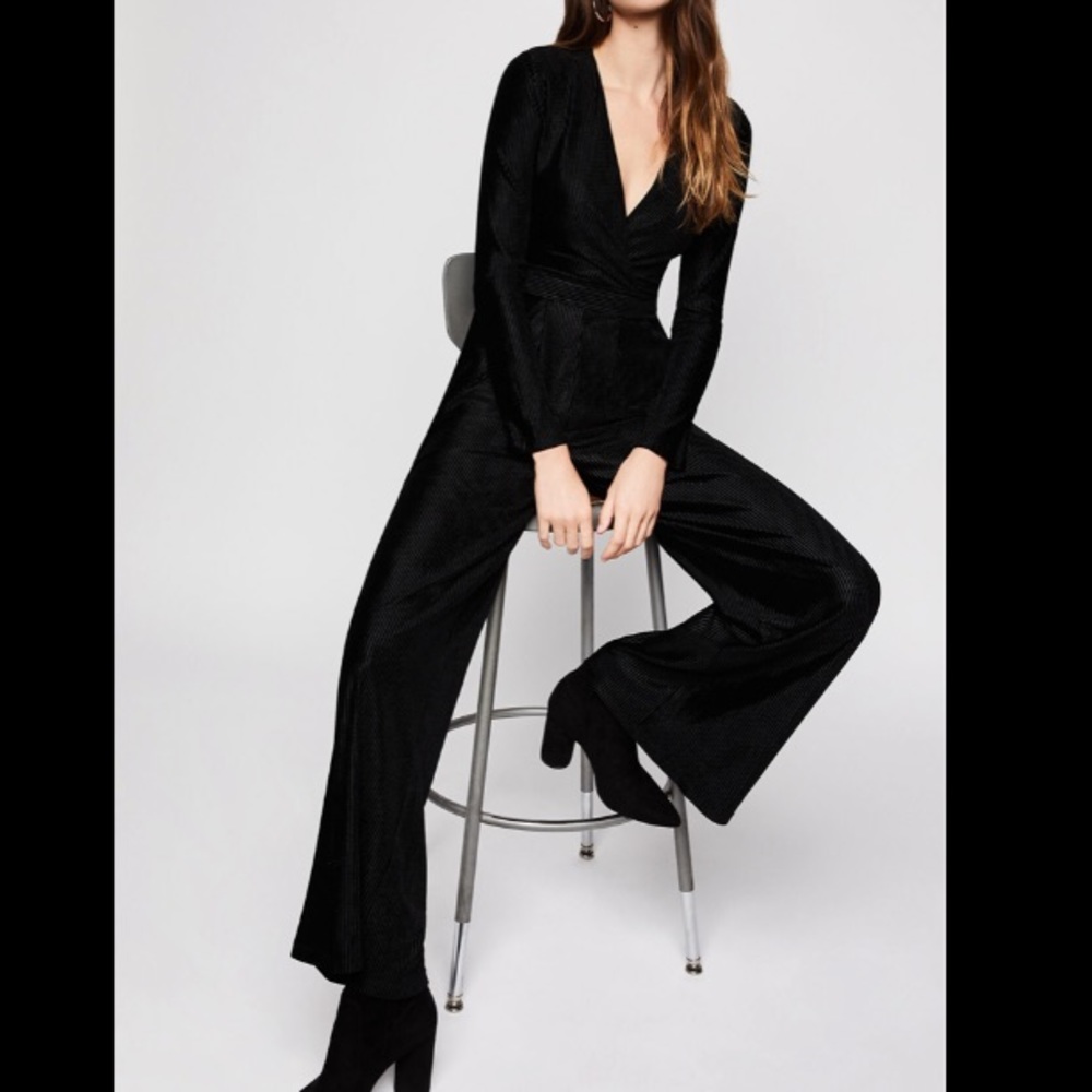 NWT BCBGeneration black velvet jumpsuit